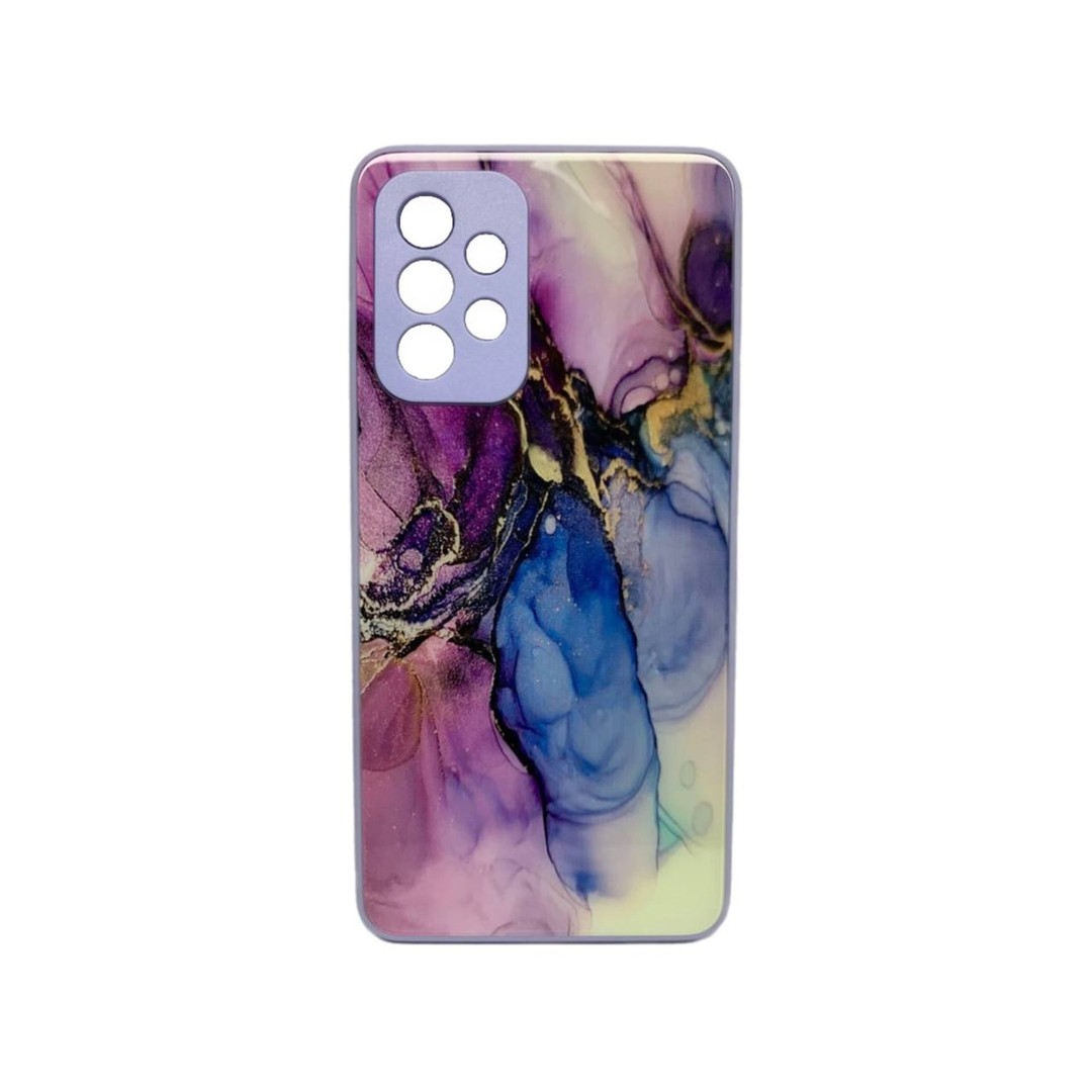 Накладка Marble Clouds для Samsung A32 4G (Фіолетова,скло)-0