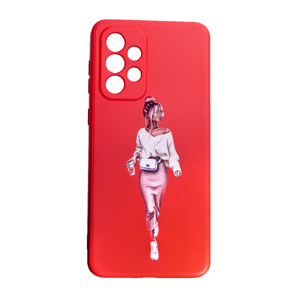 Накладка Silicone ART для Samsung A53 "Lady Red"-0