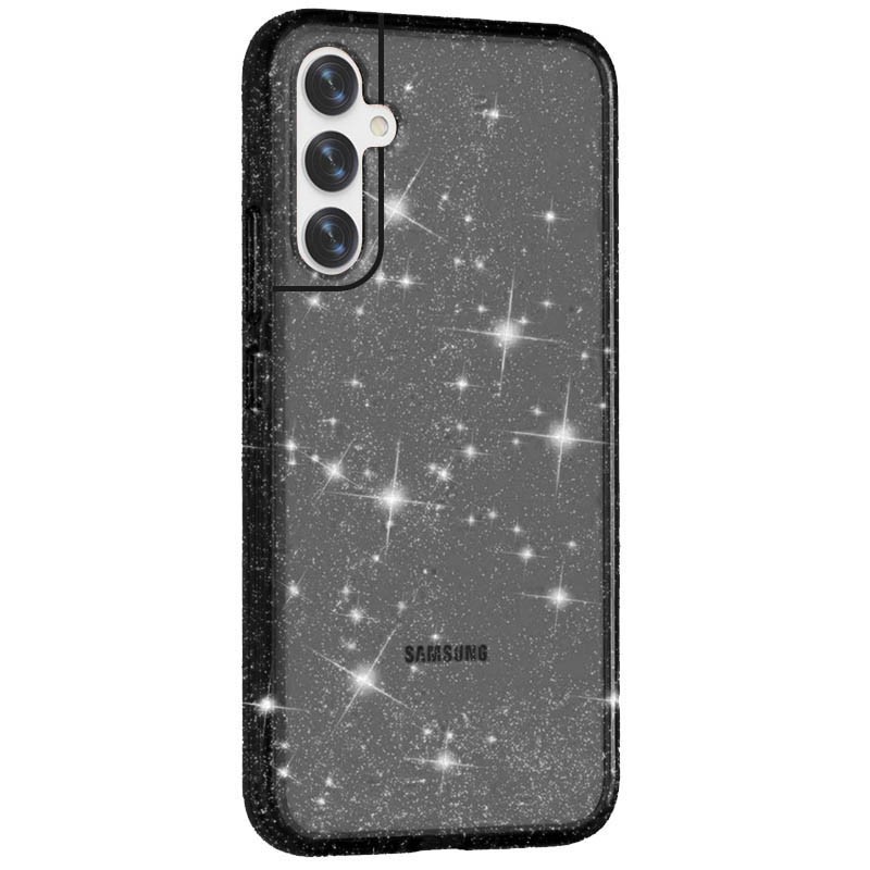 Накладка Molan Cano Glossy Jelly для Samsung A34  сіра з блискітками-0