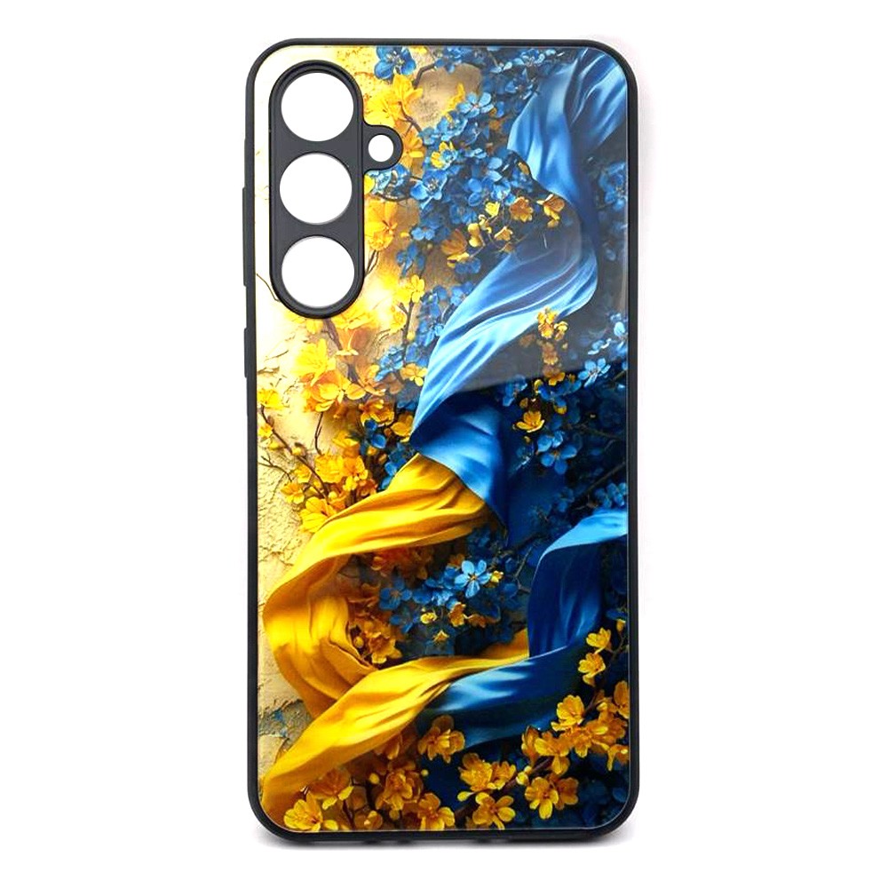 Накладка Marble Clouds для Samsung A35 (Квіти на стіні, скло)-0