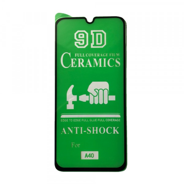 Гнучке скло Ceramic для Samsung A40/ A405F  глянцеве з чорною рамкою-0