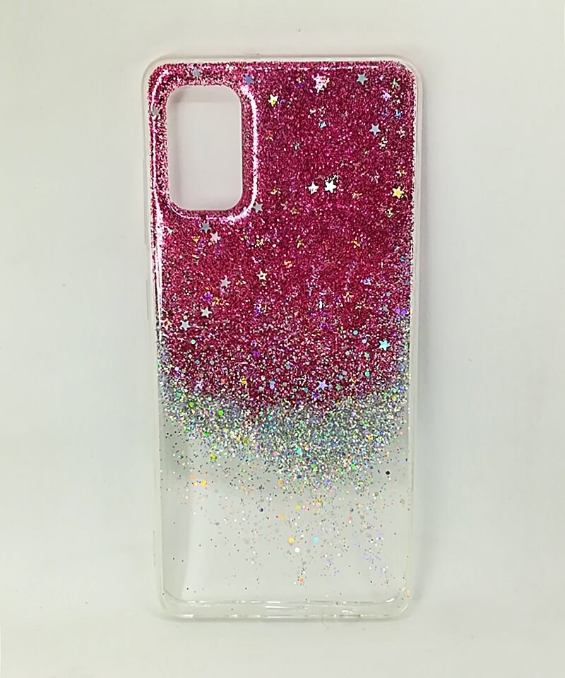 Накладка Easy Stars Flash для Samsung A41 рожева (блискітки не плавають)-0