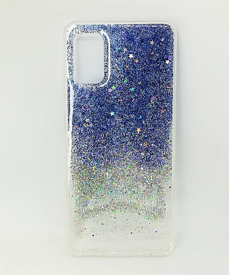 Накладка Easy Stars Flash для Samsung A41 синя (блискітки не плавають)-0