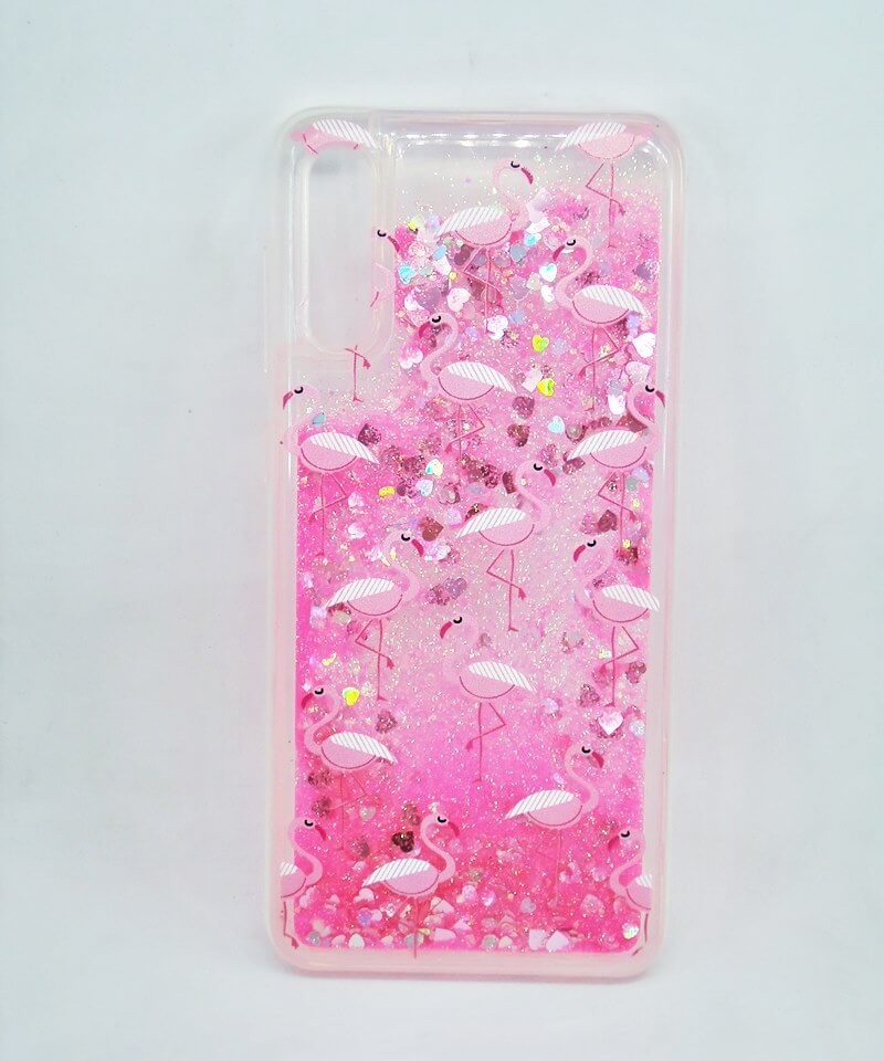 Накладка Water Shine для Samsung A70 Рожевий фламінго (переливається)-0
