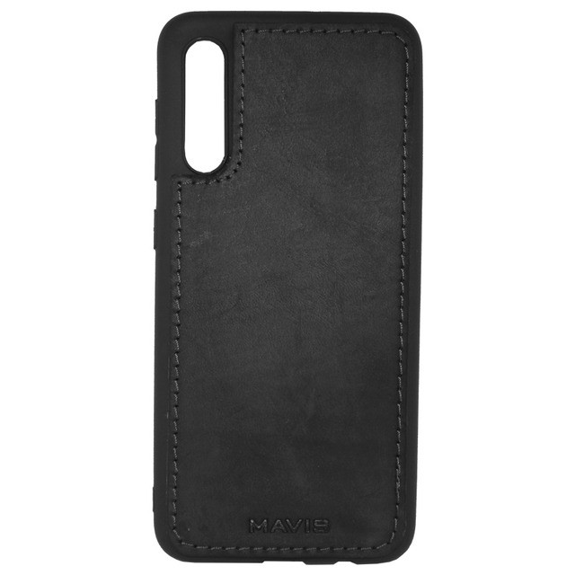Накладка MAVIS для Samsung A50/A30s  шкіряна чорна-0