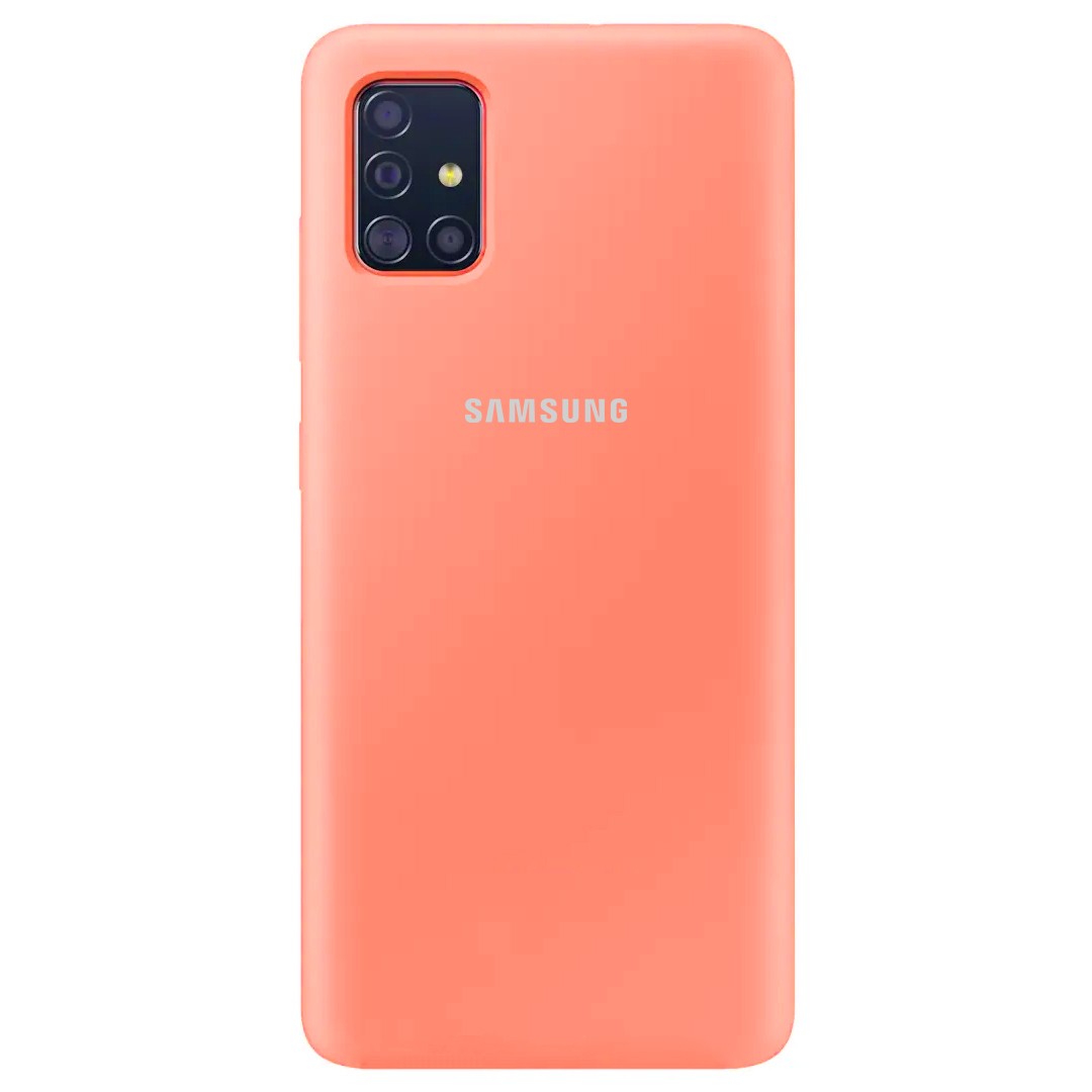 Накладка Silicone Cover Full Protective для Samsung A51 Peach-0