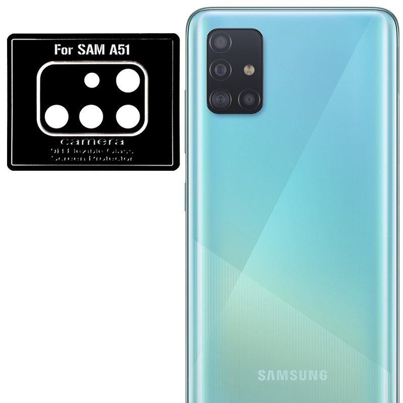 Захисне скло на камеру для Samsung A51 чорне (без упаковки)-0