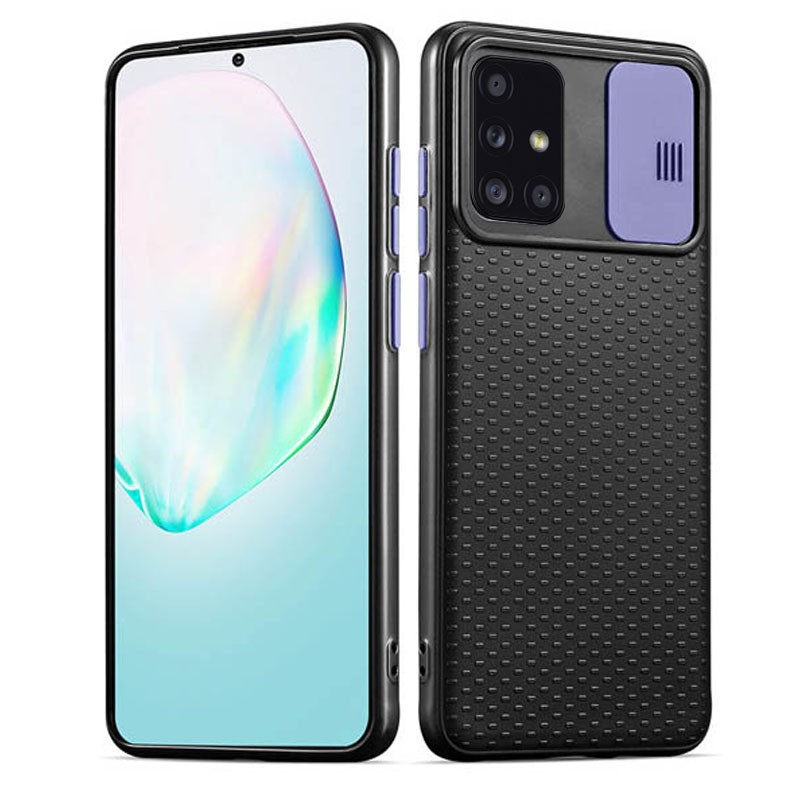 Накладка Camshield Black TPU для Samsung A51/M40s з бузковою шторкою-0