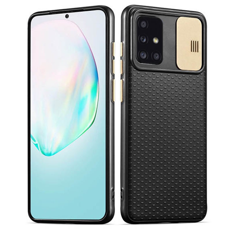 Накладка Camshield Black TPU для Samsung A51/M40s з золотою шторкою-0