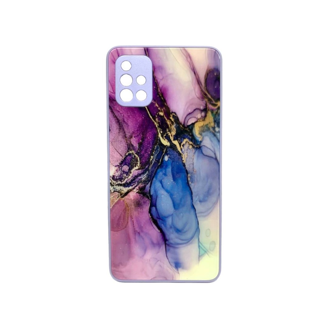 Накладка Marble Clouds для Samsung A51 (Фіолетова,скло)-0