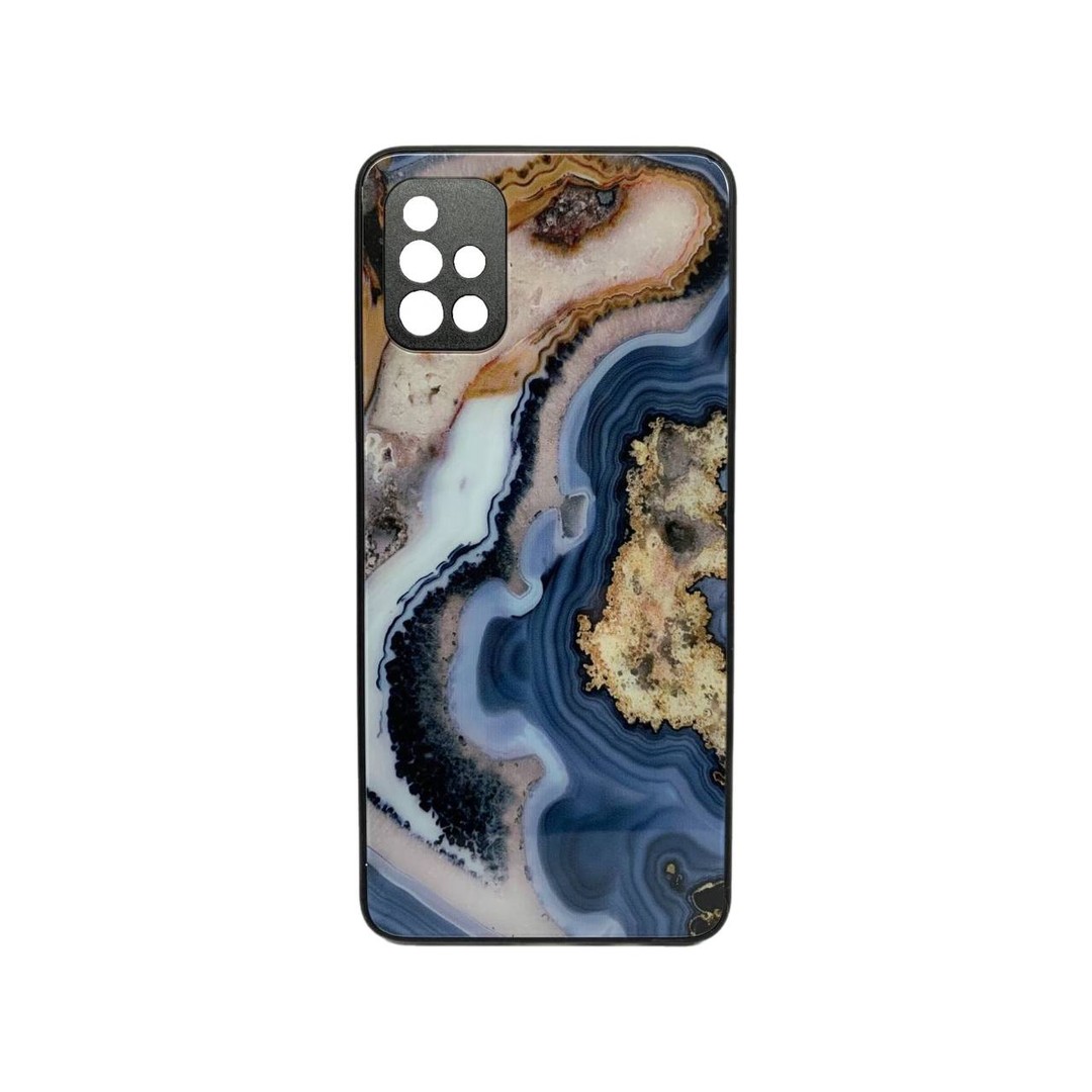 Накладка Marble Clouds для Samsung A51 (Синя,скло)-0