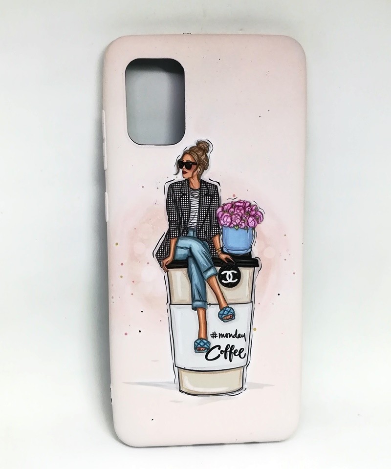 Накладка MATTE FLUORO для Samsung A51 Дівчина на каві-0