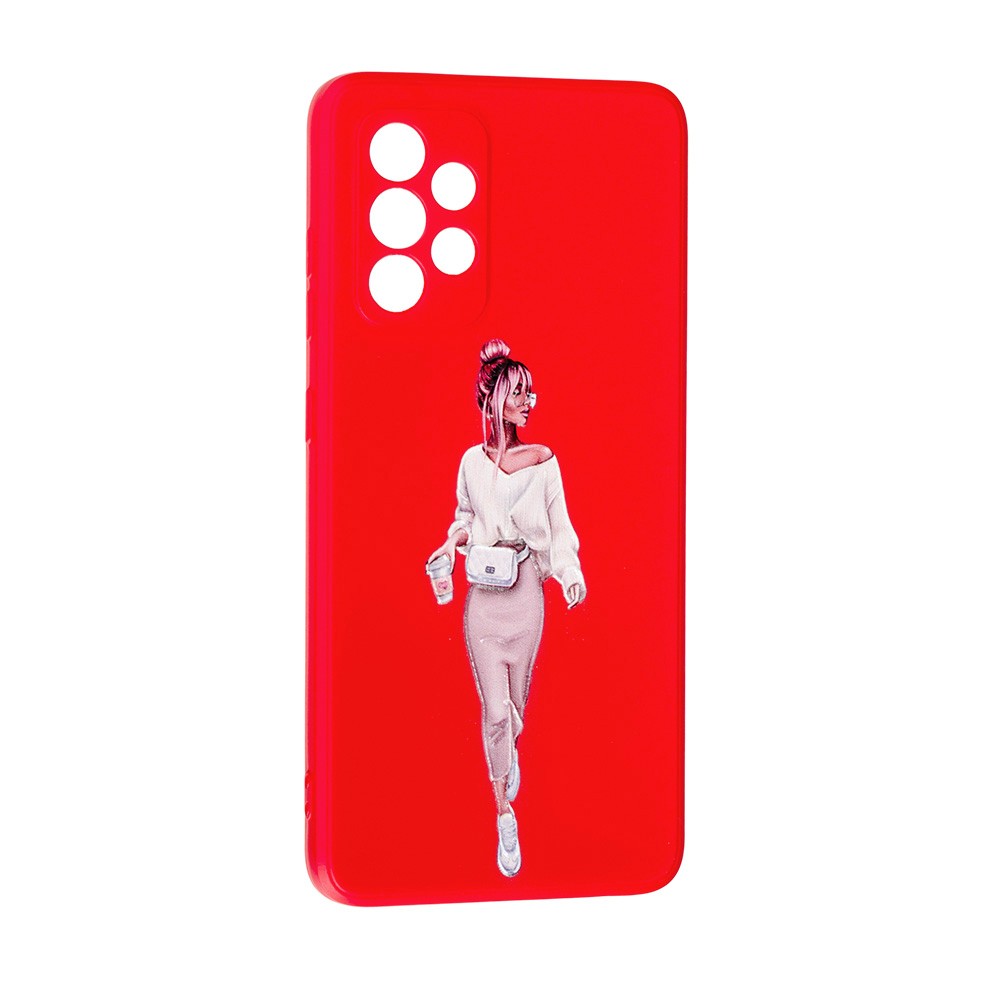 Накладка Silicone ART для Samsung A52/A52s "Lady Red"-0