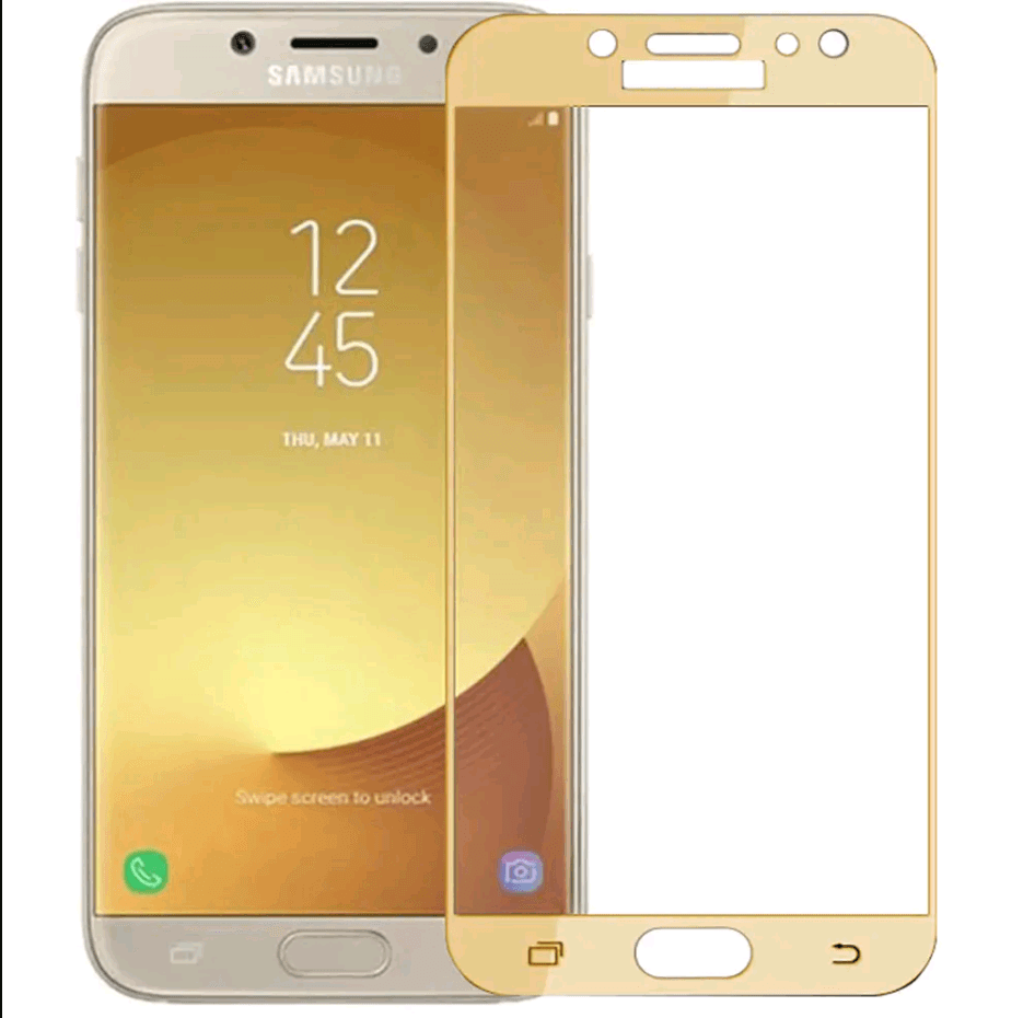 Захисне скло Full Glue для Samsung A520 2017 з золотою рамкою-0