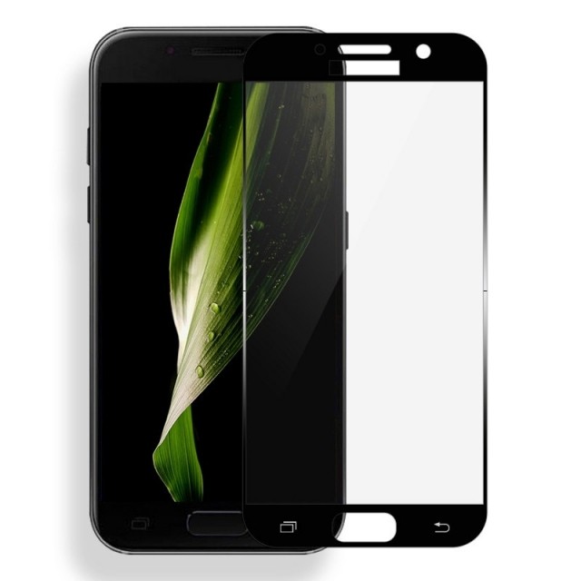 Захисне скло Silk Print для Samsung A3 (2017) A320  з чорною рамкою-0