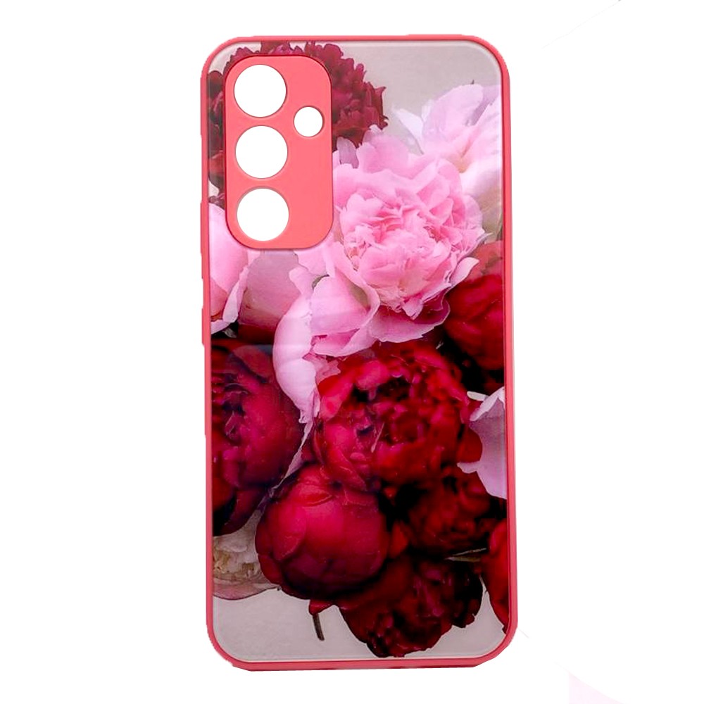 Накладка Marble Clouds для Samsung A54  (Півонії,скло)-0