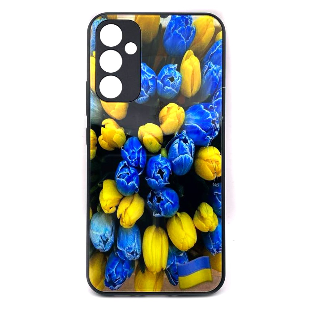 Накладка Marble Clouds для Samsung A54 Тюльпани (скляний)-0