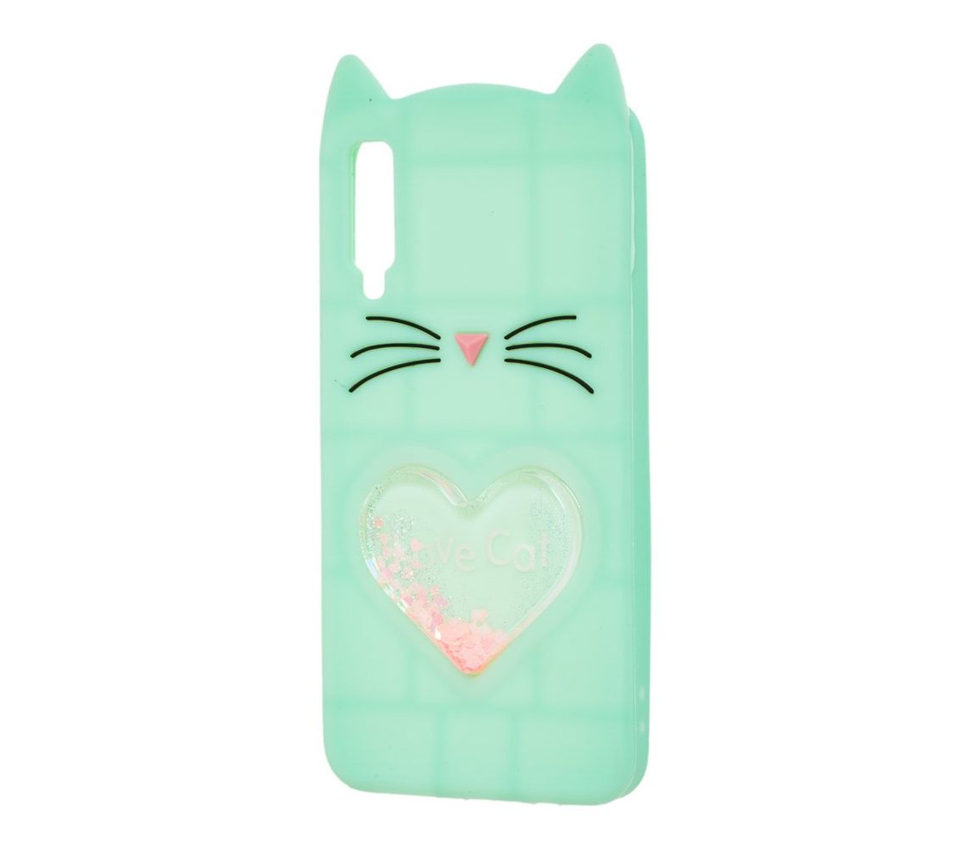 Накладка CAT 3D для Samsung A7 (2018) A750 м`ятна з сердечком-0