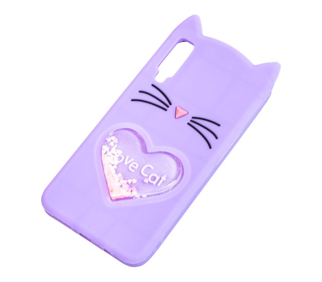 Накладка CAT 3D для Samsung A7 (2018) A750 бузкова з сердечком-1