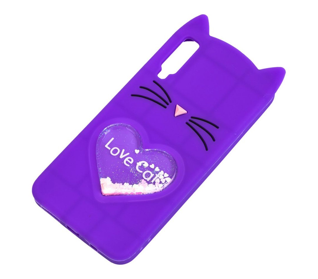 Накладка CAT 3D для Samsung A7 (2018) A750 фіолетовий з сердечком-1