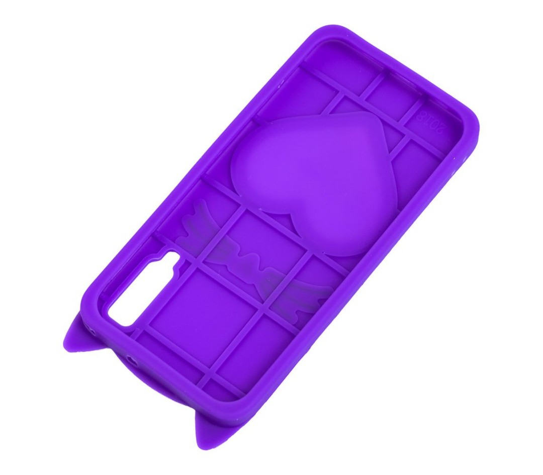 Накладка CAT 3D для Samsung A7 (2018) A750 фіолетовий з сердечком-2