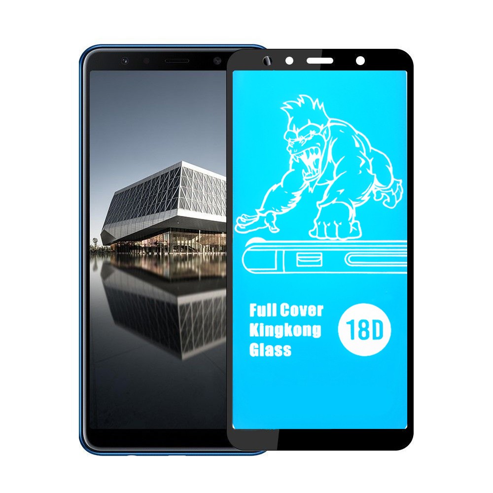 Захисне скло Hybrid для Samsung A7 2018 A750 s з чорною рамкою-0