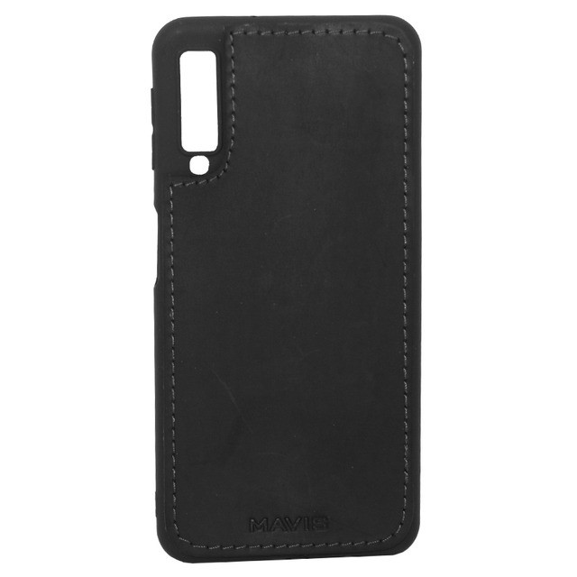 Накладка MAVIS для Samsung A7 (2018) A750  шкіряна чорна-0