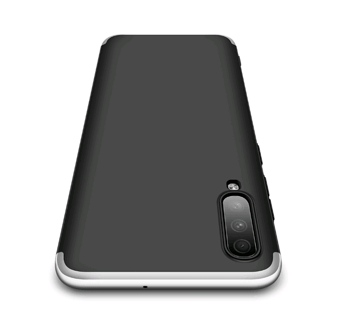 Чохол-накладка GKK 3 в1 для Samsung A70  чорний зі срібним-1