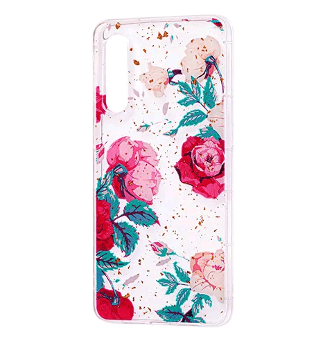 Накладка Glitter для Samsung A70  "Червоні квіти"-0