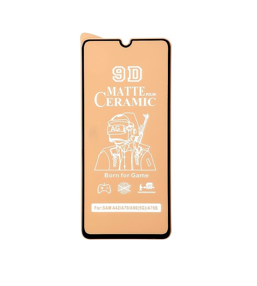 Гнучке скло Ceramic MATT для Samsung A70 матове з чорною рамкою-0