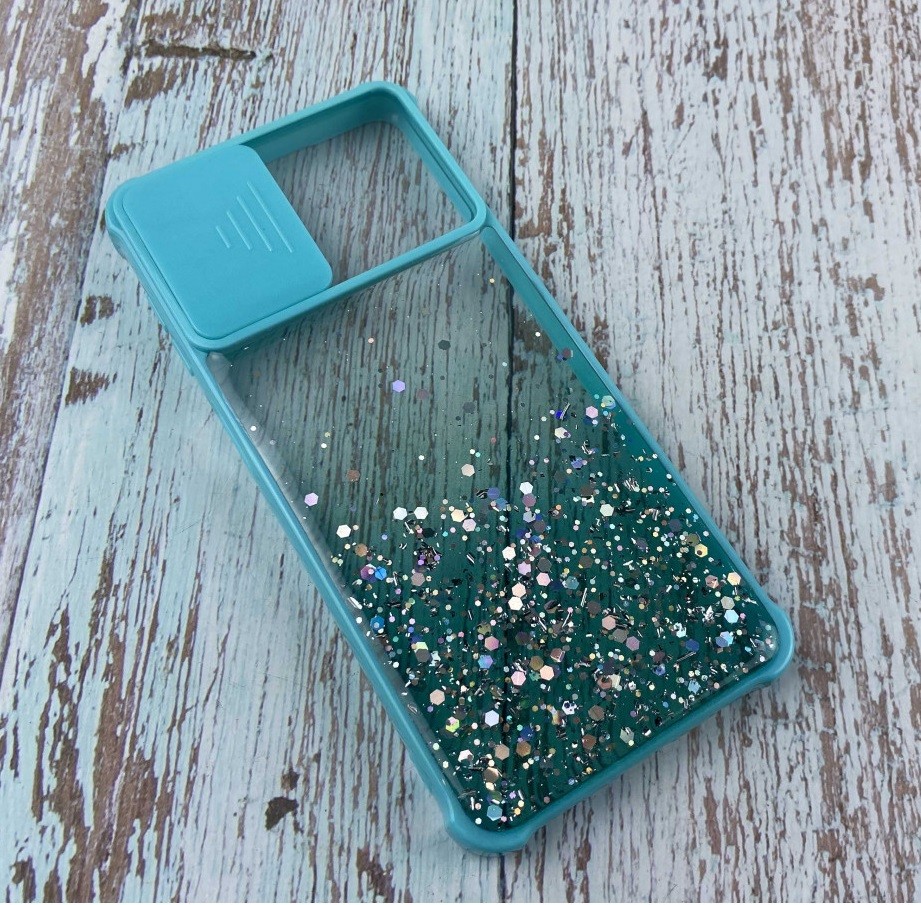 Накладка Camshield Glitter для Samsung A71 Бірюзова-0