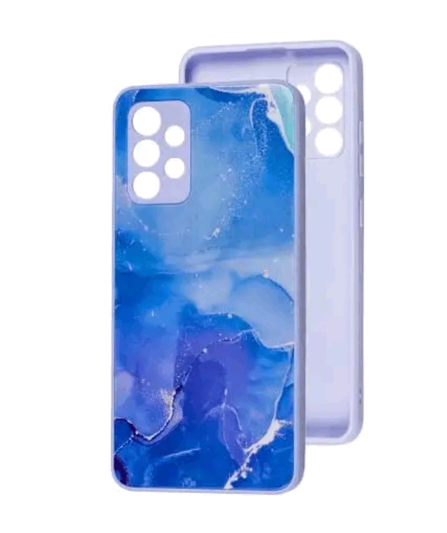 Накладка Marble Clouds для Samsung A52/A52s (Синій,скло)-0