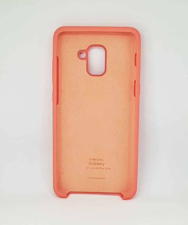Silicone Case для Samsung A8 Plus (2018) (Begonia Red)-1