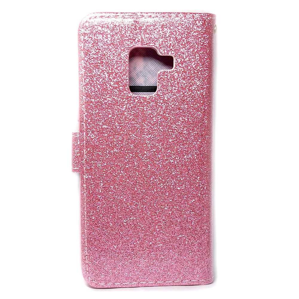 Книжка Glitter для Samsung A8 2018 A850 рожева-1