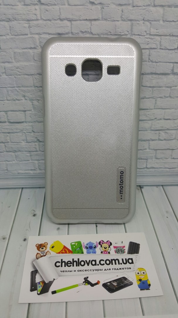 Противоударная металлизированная  накладка Motomo для Samsung J2 J200  серая-0