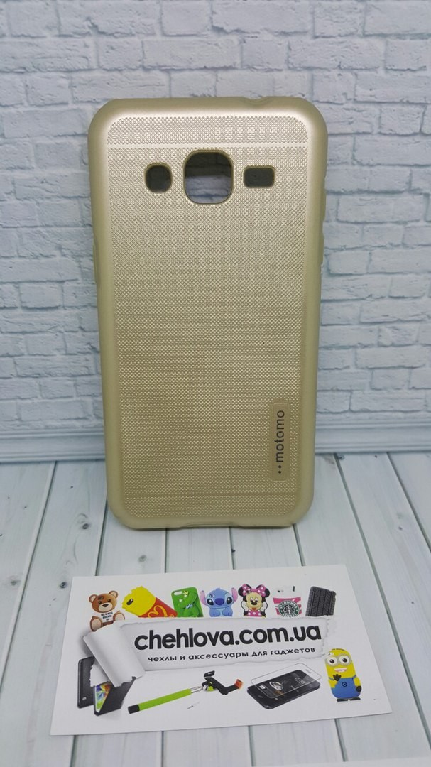 Противоударная металлизированная  накладка Motomo для Samsung J2 J200  золотая-0