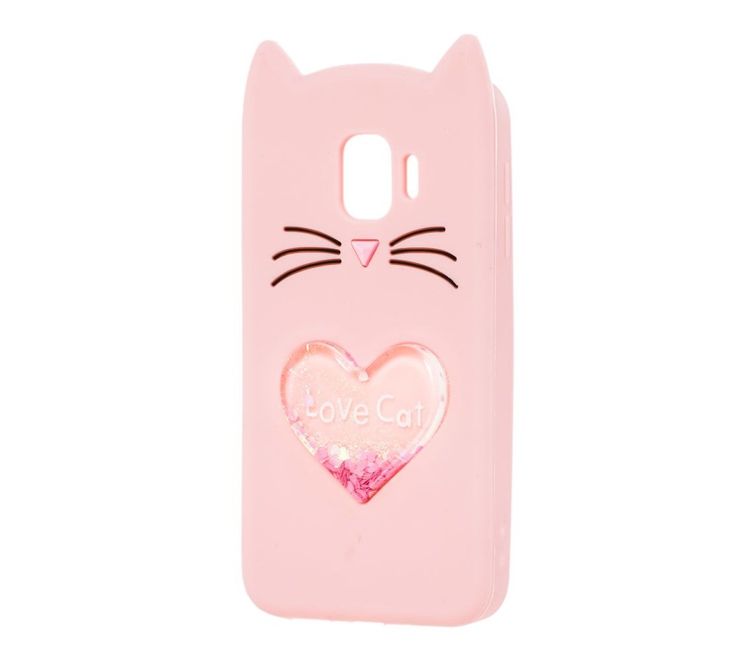 Накладка Cat 3D Heart для Samsung J4 (2018)  рожева-0