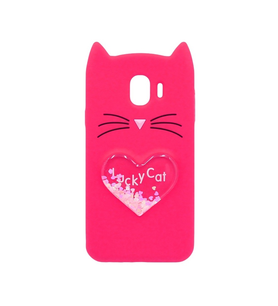 Накладка Cat 3D Heart для Samsung J4 (2018) малинова-0