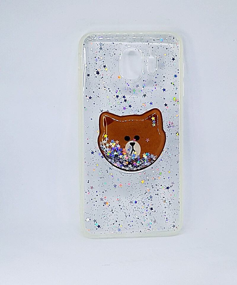 Накладка TOY для Samsung J4 (2018) з рідкими блискітками "Ведмедик"-0