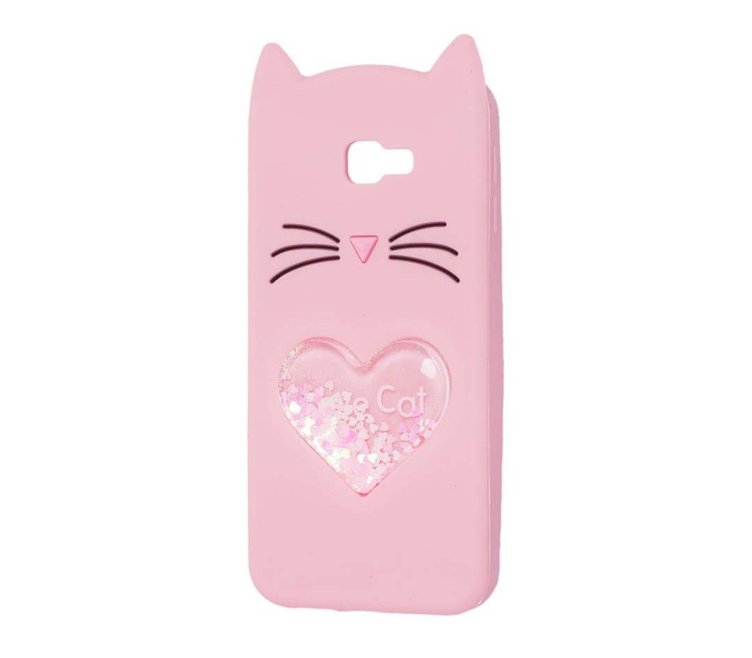 Накладка Cat 3D Heart для Samsung J4 Plus (2018)  рожева-0