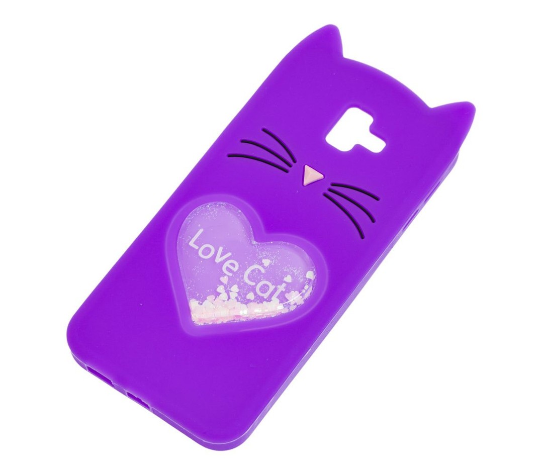 Накладка Cat 3D Heart для Samsung J4 Plus (2018) фіолетова-1