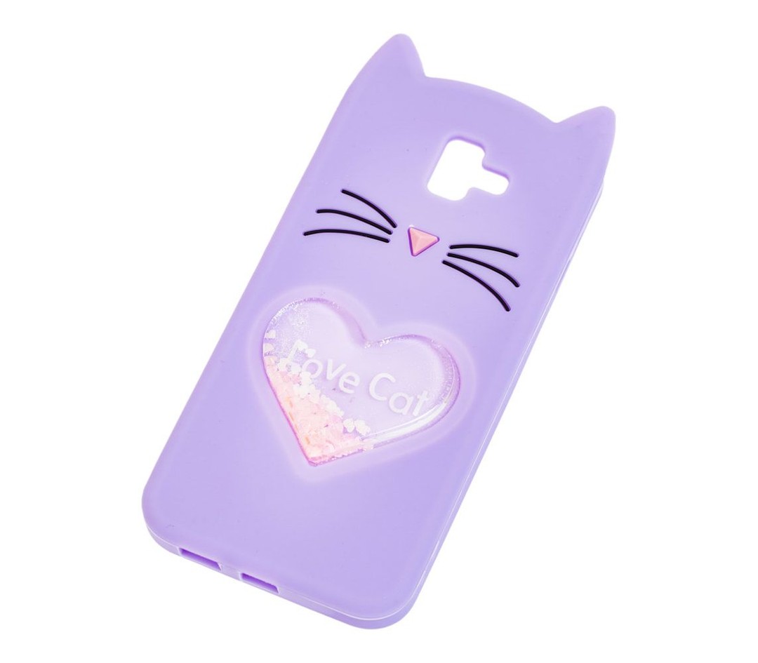 Накладка Cat 3D Heart для Samsung J4 Plus (2018)  бузкова-1