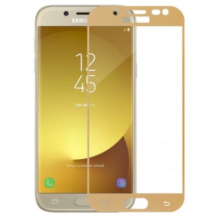 Захисне скло Full Glue для Samsung J3 (J330) 2017 з золотою рамкою-0