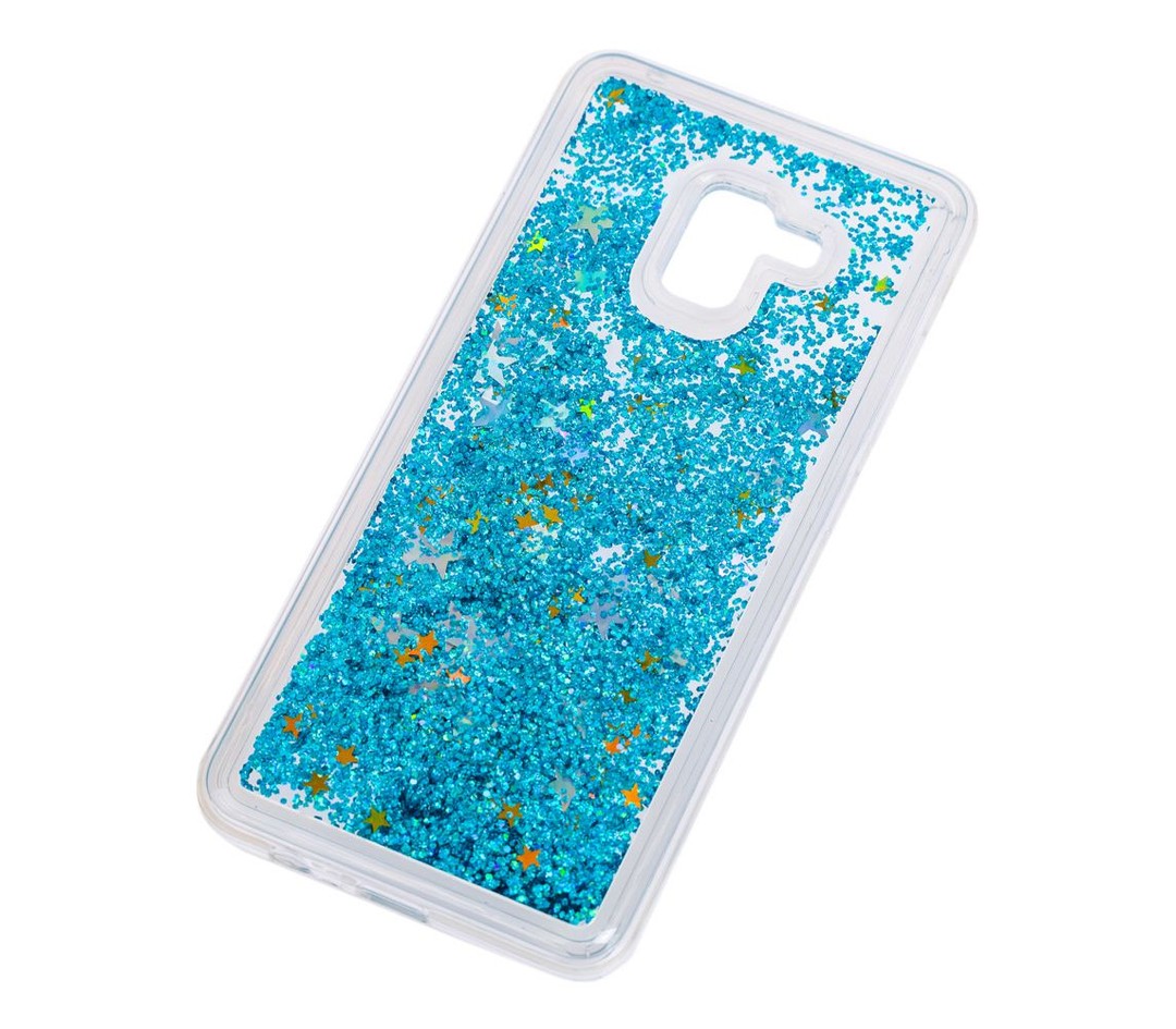 Накладка Aqua для Samsung A8 Plus "Золоті зірки та блакитний пісок"-1