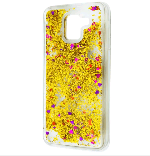 Накладка Aqua для Samsung J6 J600  золоті блискітки (переливається)-0