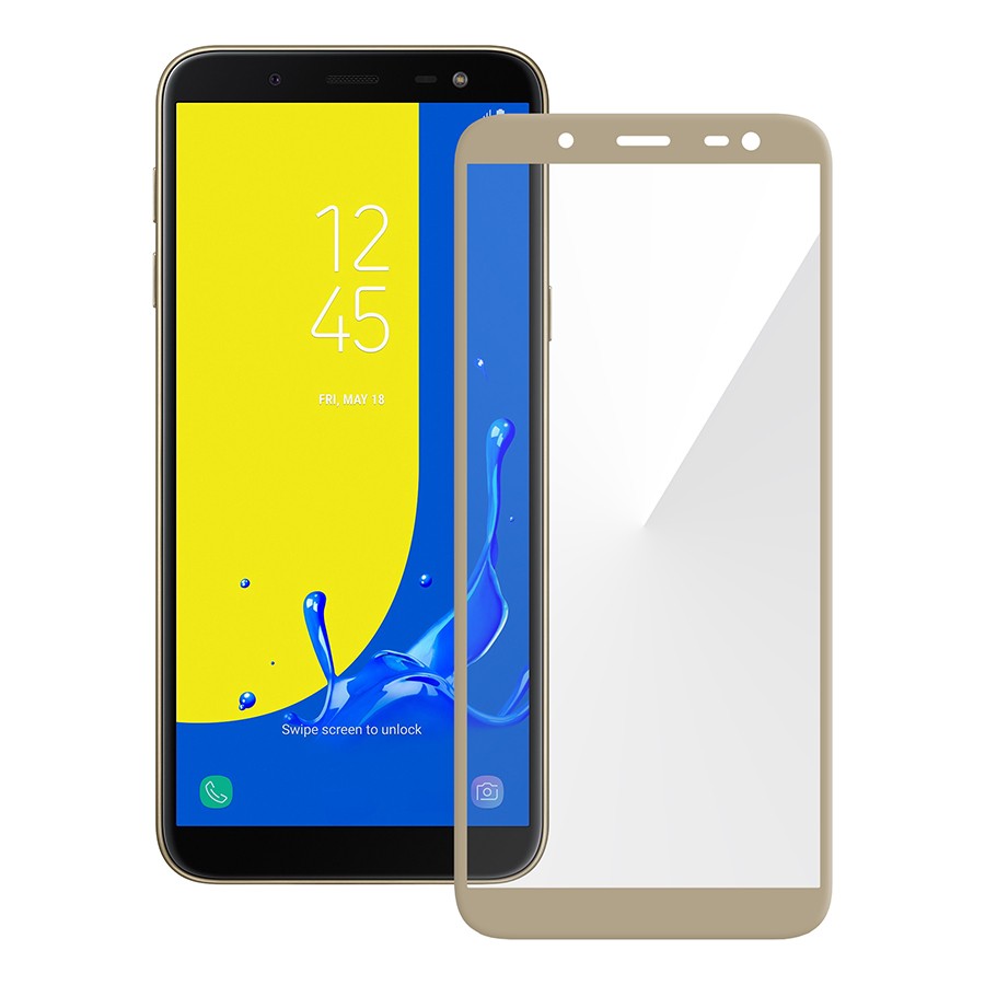Захисне скло Cheap для Samsung J6 J600 з золотою рамкою (контурна поклейка)-0