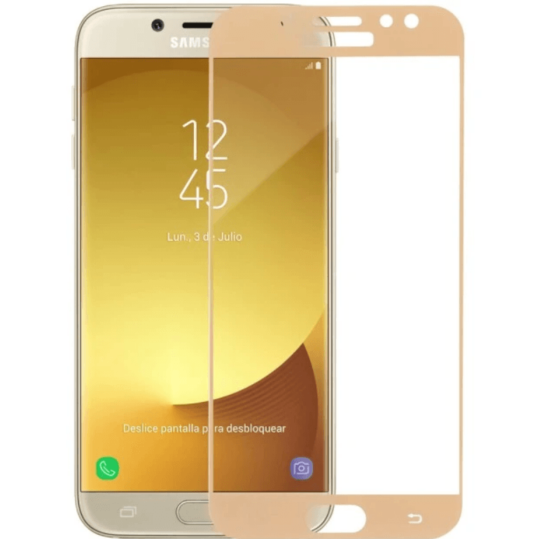 Захисне скло Full cover для Samsung J3 (2017) J330 з золотою рамкою-0