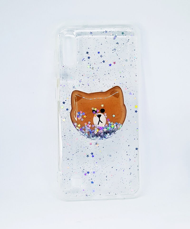Накладка TOY для Samsung M10 з рідкими блискітками "Ведмедик"-0