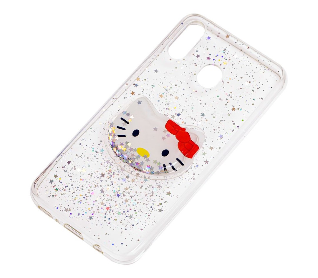 Накладка TOY для Samsung M20 з рідкими блискітками "Kitty"-1