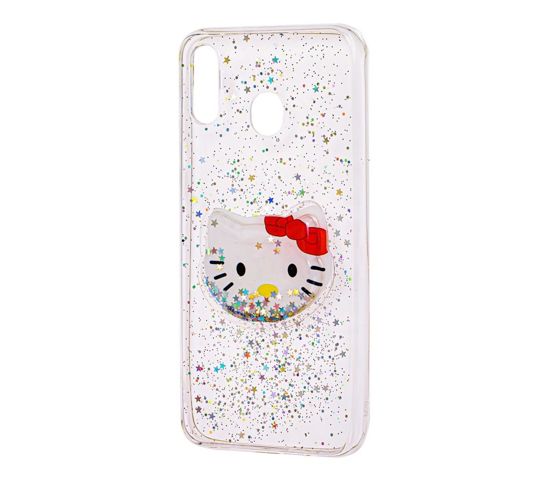 Накладка TOY для Samsung M20 з рідкими блискітками "Kitty"-0